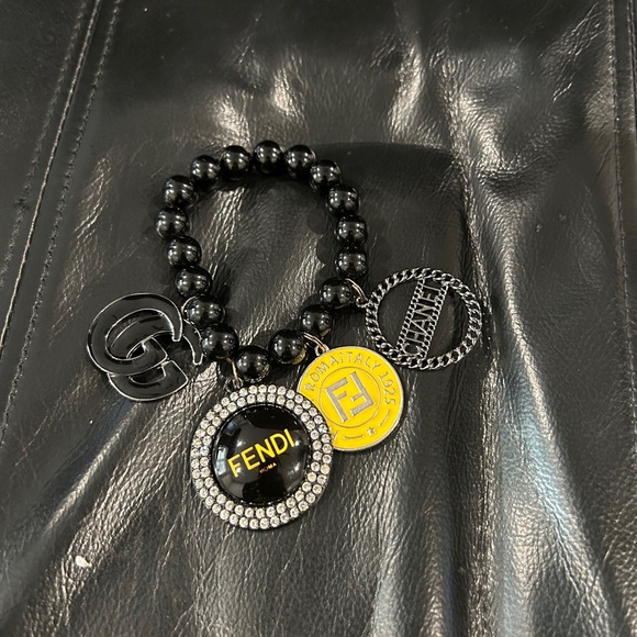 Hand Made Black Beaded Bracelet with Charms - Picture 2 of 5